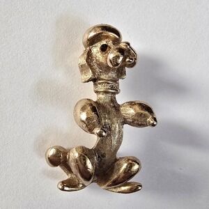VTG Sarah‎ Coventry Signed Brooch Dog Pretty Poodle Figural Pin Gold Tone Metal